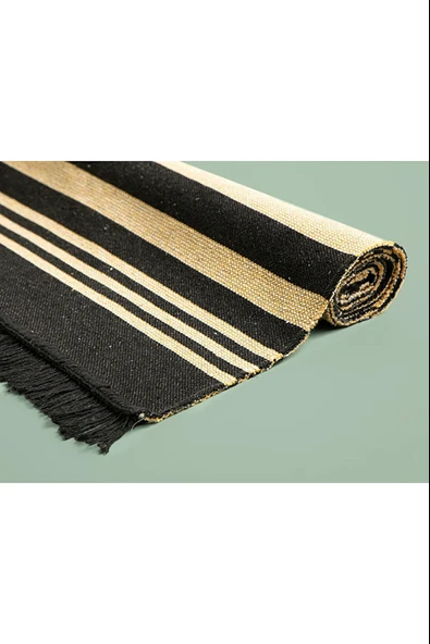 English Home Lara Tiar Dokuma Kilim Krem Siyah - Resim 3