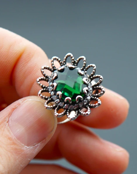 925 Ayar Kadın Gümüş Yüzük sy000103 - Resim 2