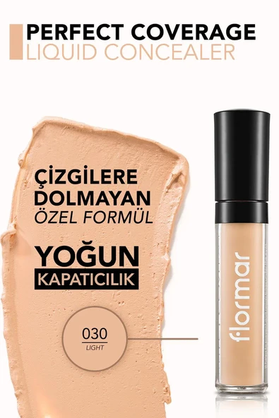 Flormar Perfect Coverage Hafif Yapılı & Yarı Mat Bitişli Likit Kapatıcı 030 LIGHT - 2