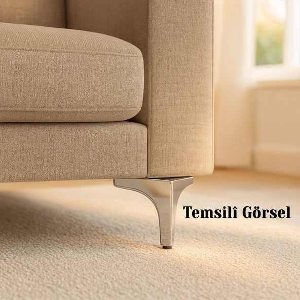 Dekor 12 cm Krom Gümüş Metal Mobilya Ayağı Dayanıklı Modern Tasarım Koltuk Sehpa Masa TV Ünitesi - Resim 6