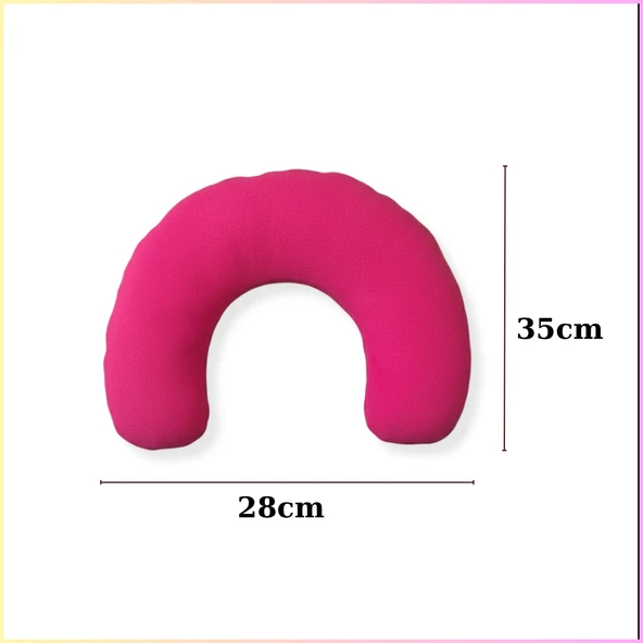 Pembe Polar Araç Boyun Yastığı 35x28 cm / Araba Uçak Otobüs Ev ve Ofis Seyahat Yolculuk Yastığı - Resim 6
