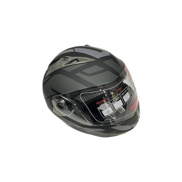 JK20 Çene Açılır Güneş Vizörlü Motosiklet Kaskı Gri Siyah XL Beden Baş Çevresi: 61-62CM - Resim 4