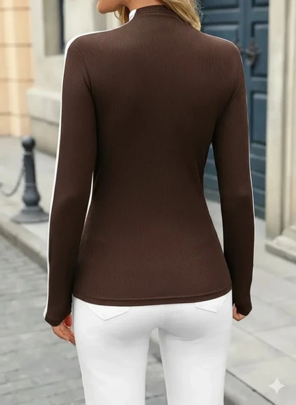 Kadın Uzun Kollu Balıkçı Yaka Kaşkorse Bluz - Resim 5