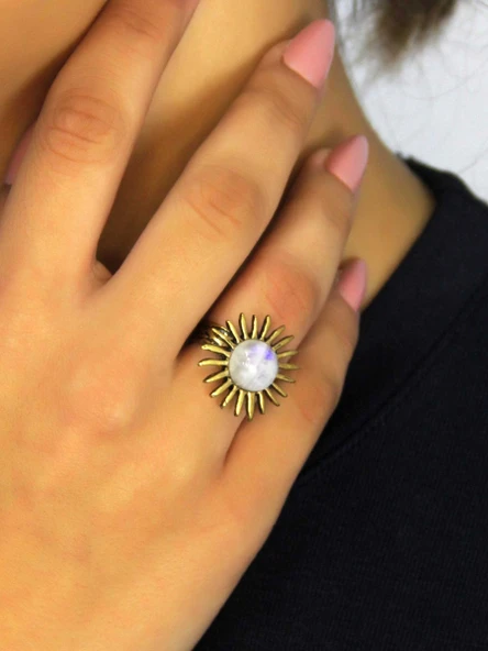 Doğal Taş Aytaşı Doğal Taşlı Antik Model Kadın Ayarlanabillir Yüzük euy73ay ürün görseli