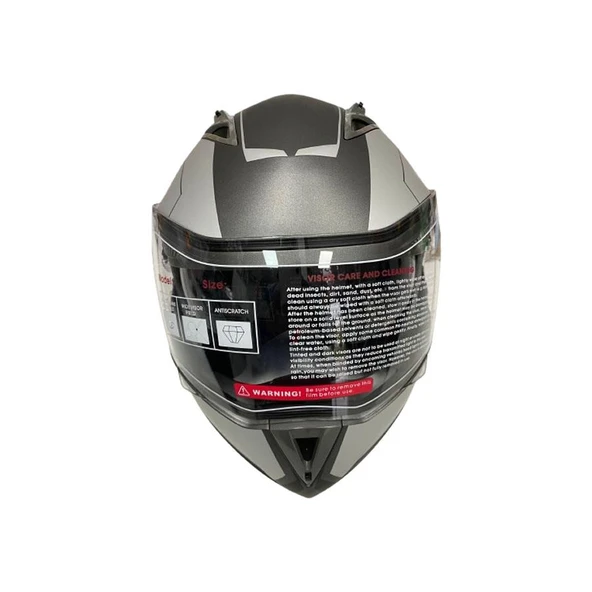 JK20 Çene Açılır Güneş Vizörlü Motosiklet Kaskı Gri Siyah L Beden Baş Çevresi: 59-60CM - Resim 6