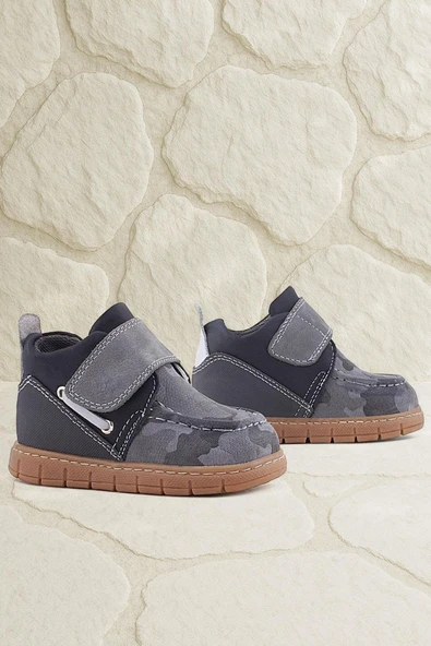 Rakerplus Hakiki Deri Gri Kamuflaj Desenli Cırt Cırtlı Bebek Bot ürün görseli