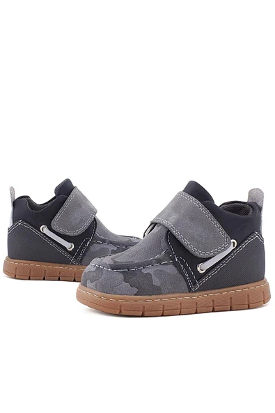 Rakerplus Hakiki Deri Gri Kamuflaj Desenli Cırt Cırtlı Bebek Bot - Resim 8