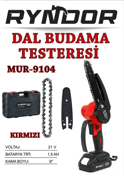 RYNDOR AKÜLÜ BUDAMA ÇİFT AKÜ 18 VOLT 1.5 AMPER ürün görseli