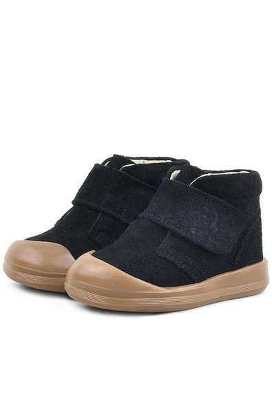 Rakerplus Yoohoo Hakiki Deri Siyah Cırtlı Unisex Bebek Bot - 5