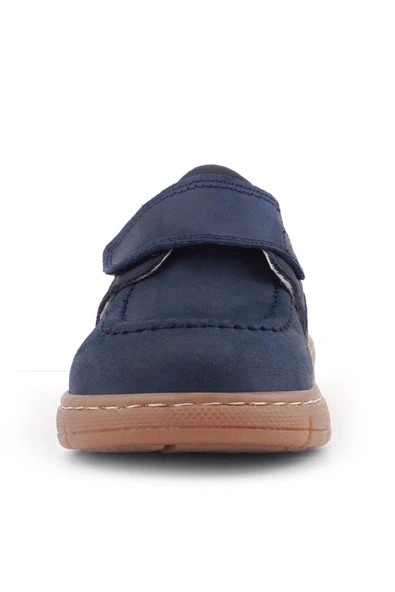 Rakerplus Hakiki Deri Lacivert Yeşil Cırt Cırtlı Bebek Bot - Resim 12