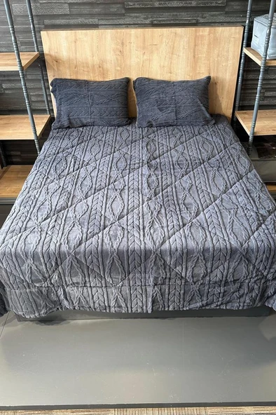 Ivy Çift Kişilik 220x240 cm Yatak Örtüsü Antrasit ürün görseli