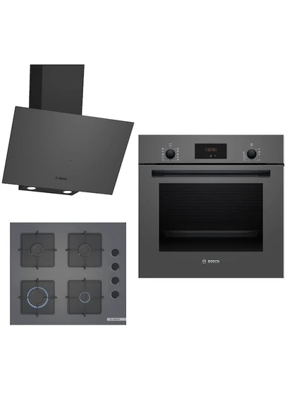 Bosch HBF512BH1T-POP6C9P30O-DWK64PJ70T Ankastre Gri 3 Lü Set 312