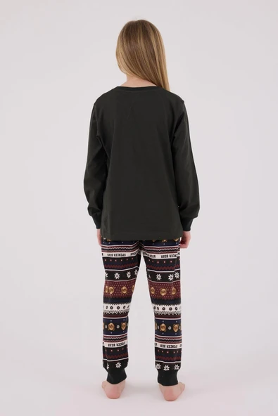 Arnetta Kız Çocuk Garson Aile Bear My Little Friend %100 Pamuklu 4 Mevsim Uzun Kollu Pijama Takım - Resim 8