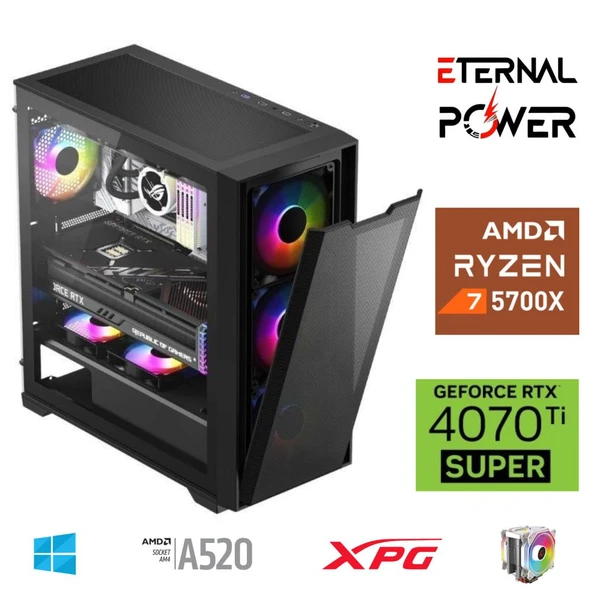 E.POWER RYZEN 7 5700X 32G DDR4 1TB M.2 RTX4070Ti Super A520 M750W