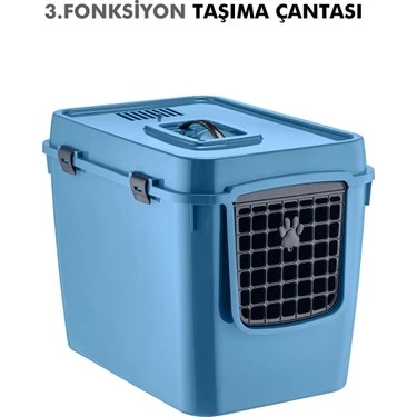 MASKOT ÜSTTEN KAPAKLI KAPALI KEDİ TUVALETİ MAVİ ürün görseli