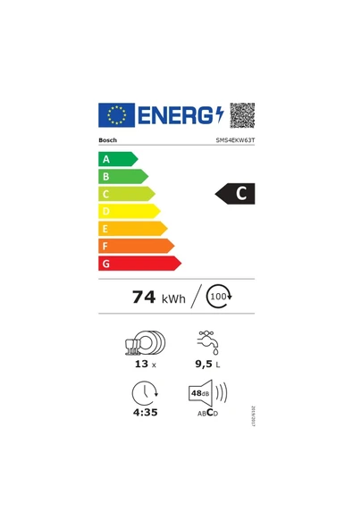Bosch SMS4EKW63T Bulaşık Makinesi Solo Beyaz - Resim 6