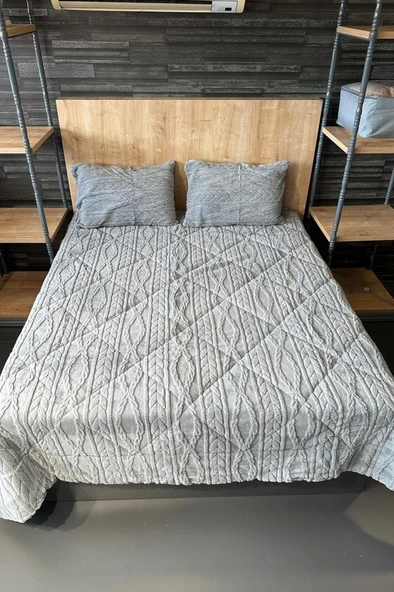 Ivy Çift Kişilik 220x240 cm Yatak Örtüsü Gri ürün görseli