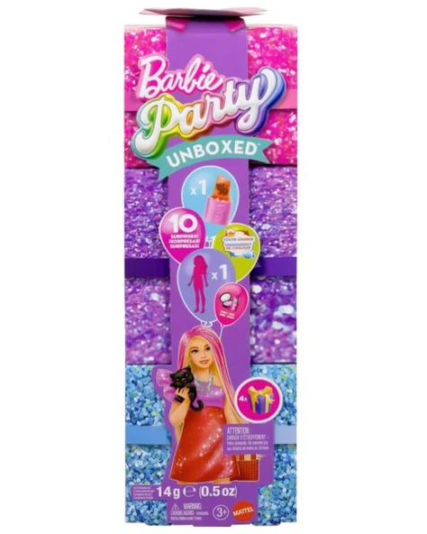 Barbie Party Unboxed Kırmızı Işıltılı Bebek JFY68 ürün görseli
