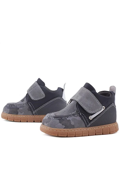 Rakerplus Hakiki Deri Gri Kamuflaj Desenli Cırt Cırtlı Bebek Bot - Resim 6