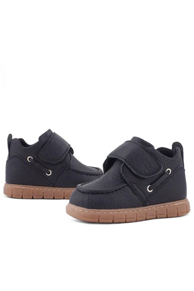 Rakerplus Hakiki Deri Siyah Cırt Cırtlı Bebek Bot - Resim 8