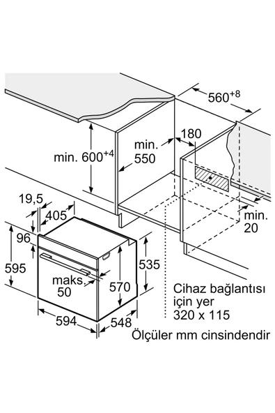 Bosch HJG852YB0T 76 L Siyah Ankastre Fırın - Resim 3