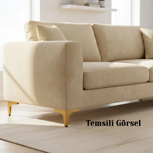 Dekor 12 cm Gold 4 'lü Set Altın Metal Mobilya Ayağı Dayanıklı Modern Tasarım Koltuk Sehpa Ünite - Resim 5