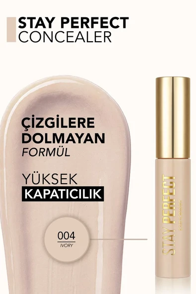 Flormar Stay Perfect Yüksek Pigmentli & Yarı Mat Bitişli Likit Kapatıcı 004 IVORY - Resim 3