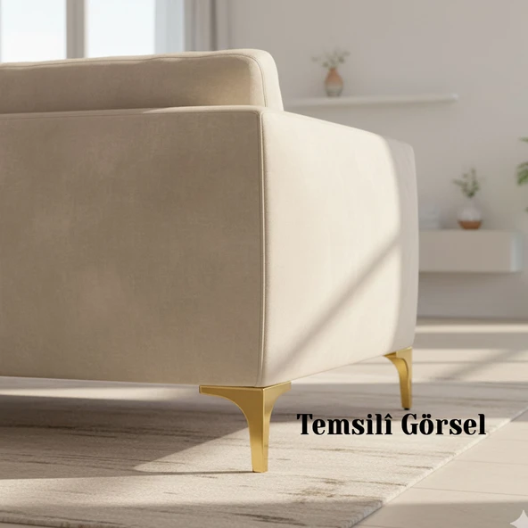 Dekor 12 cm Gold 4 'lü Set Altın Metal Mobilya Ayağı Dayanıklı Modern Tasarım Koltuk Sehpa Ünite - Resim 4