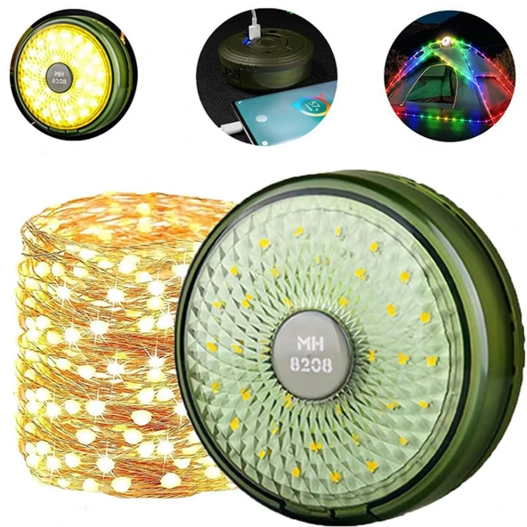 Şarjlı 10 Metre Ledli Şarj Göstergeli 8 Işık Modlu Hareketli Ve Flaşör Modlu Kamp Lambası Led Işık ürün görseli 1