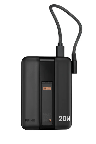 20W Hızlı Şarj Destekli MagSafe Kablosuz Powerbank Dahili TypeC Kablolu, LED Göstergeli, Mat Siyah Kompakt Taşınabilir Şarj Cihazı