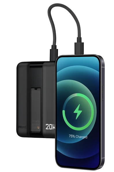 20W Hızlı Şarj Destekli MagSafe Kablosuz Powerbank Dahili TypeC Kablolu, LED Göstergeli, Mat Siyah Kompakt Taşınabilir Şarj Cihazı - 5