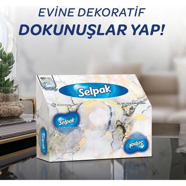 Selpak El ve Yüz Havlusu Kutulu Mermer Desen 3'lü 240 Yaprak - 7