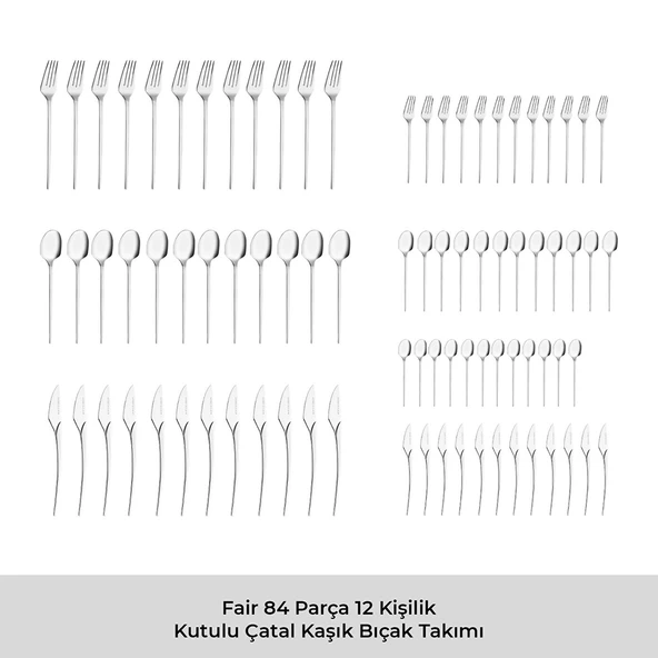 Emsan Fair 84 Parça 12 Kişilik Kutulu Çatal Kaşık Bıçak Takımı - Resim 6