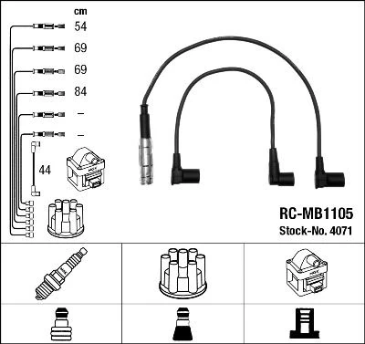 ATESLEME KABLOSU SETI MERCEDES M102 M111 W201 W123 C123 W124 C124 A1021501918 ürün görseli 1