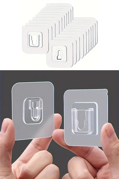 NACTUMU 10’lu Güçlü Yapışkanlı Kanca  Delme Gerektirmeden, İz Bırakmadan, Su Geçirmez, Banyo ve Mutfak İçin Çok Fonksiyonlu Duvar Asma Kancası