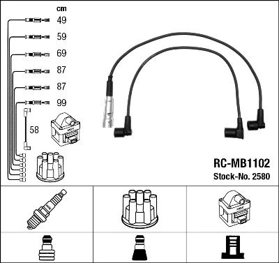 ATESLEME KABLOSU SETI MERCEDES M110 W123 S123 C123 W460 W126 R107 A1101506318 ürün görseli 1