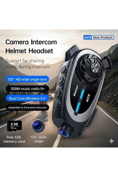 Blic Q29 Kask İntercom 1080P Kamera Seti 2X Eşleşmeli 1500mAh Uzun Pil Ömrü Suya Dayanıklı - 3