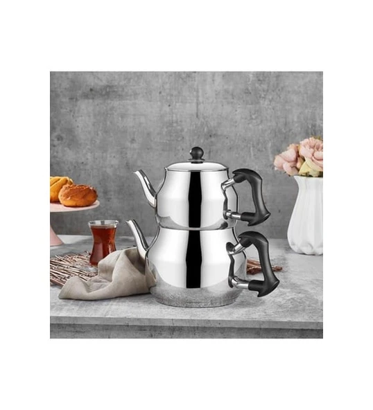 Amboss Mercan Çaydanlık Seti Orta Boy Siyah Renk ürün görseli