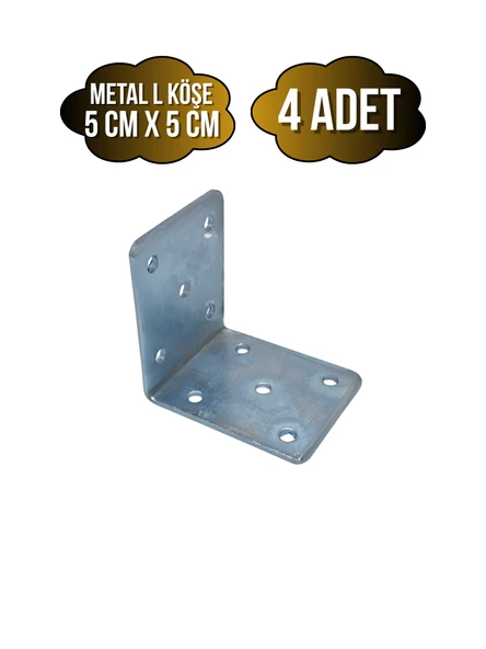 L Bağlantı Demiri Dolap Köşe Bağlantı Demiri(METAL)(ÖLÇÜLER:50*50*40MM) Gri METAL - 4 ADET ürün görseli