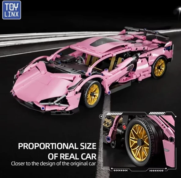 Lamborghini Sian 1:14 BUILDING BLOKS 1314 Parça Çift Motorlu Uzaktan Kumandalı Spor Araba Yapı Blokları Gençler & Yetişk - 2