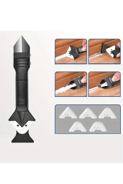 NACTUMU 3’ü 1 Arada Silikon Derz Kazıma Aracı Paslanmaz Çelik Başlıklı, Sızdırmazlık, Temizlik ve Kazıma İçin Ergonomik ve Dayanıklı Tasarım - Resim 2