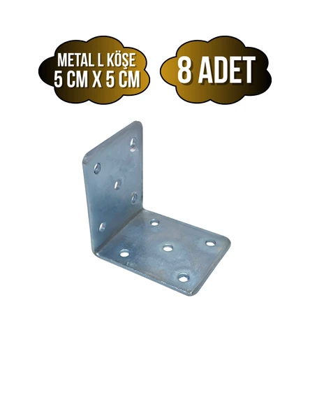 L Bağlantı Demiri Dolap Köşe Bağlantı Demiri(METAL)(ÖLÇÜLER:50*50*40MM) Gri METAL - 8 ADET ürün görseli