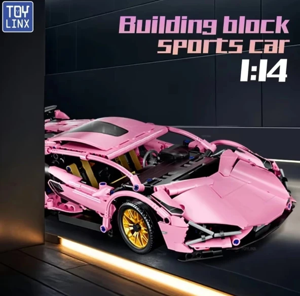 Lamborghini Sian 1:14 BUILDING BLOKS 1314 Parça Çift Motorlu Uzaktan Kumandalı Spor Araba Yapı Blokları Gençler & Yetişk - 4