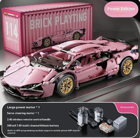Lamborghini Sian 1:14 BUILDING BLOKS 1314 Parça Çift Motorlu Uzaktan Kumandalı Spor Araba Yapı Blokları Gençler & Yetişk