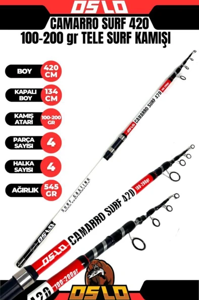 Oslo Camarro 420cm 100-250gr Kendo Oceancast 7000 Surf Olta Seti - Resim 3