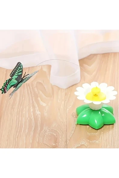 NACTUMU Etkileşimli Dönen Kelebek Kedi Oyuncağı  Pilsiz, Otomatik Hareketli Tüygezer ile İç Mekan Eğlencesi, Yavru Kediler İçin - 3