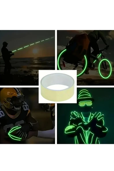NACTUMU Yeşil Karanlıkta Parlayan Kendinden Yapışkanlı Bant Yansıtıcı Güvenlik Bandı, Merdiven, Bisiklet ve Dekorasyon için Dayanıkl - 3