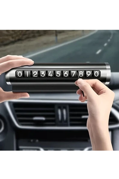 NACTUMU Premium Metal Geçici Park Telefon Numarası Plakası Şık ve Dayanıklı Araç İç Aksesuarı - 4