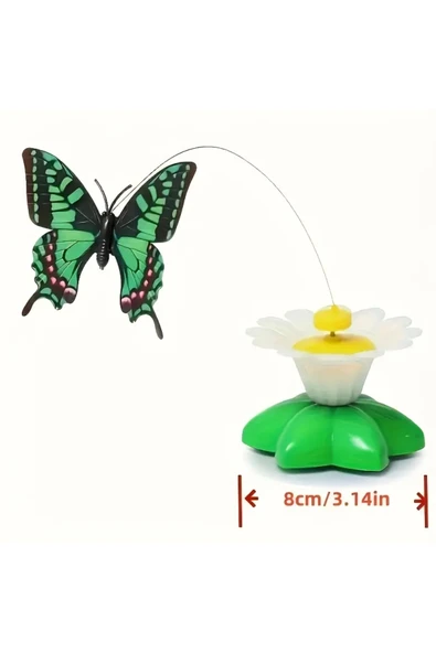 NACTUMU Etkileşimli Dönen Kelebek Kedi Oyuncağı  Pilsiz, Otomatik Hareketli Tüygezer ile İç Mekan Eğlencesi, Yavru Kediler İçin - 2