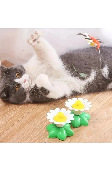 NACTUMU Etkileşimli Dönen Kelebek Kedi Oyuncağı  Pilsiz, Otomatik Hareketli Tüygezer ile İç Mekan Eğlencesi, Yavru Kediler İçin - 6